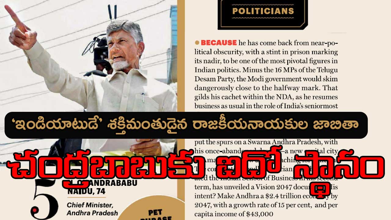 India Today Powerful Politicians 2024: ఏపి సీయం చంద్రబాబుకి ఐదో స్థానం